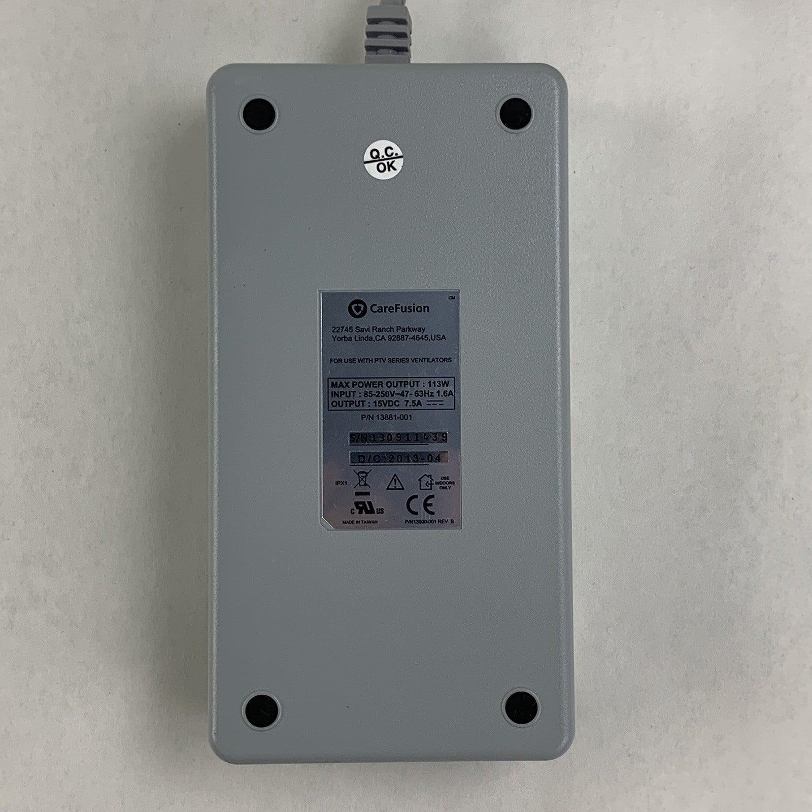 Carefusion 13881-001 PTV Power Supply W/ Cord4