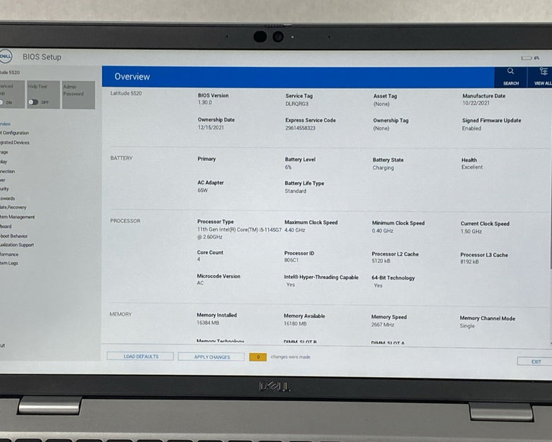Dell Latitude 5520 Intel Core i5-1145G7 2.60GHz 16GB RAM 15.6" No SSD No OS