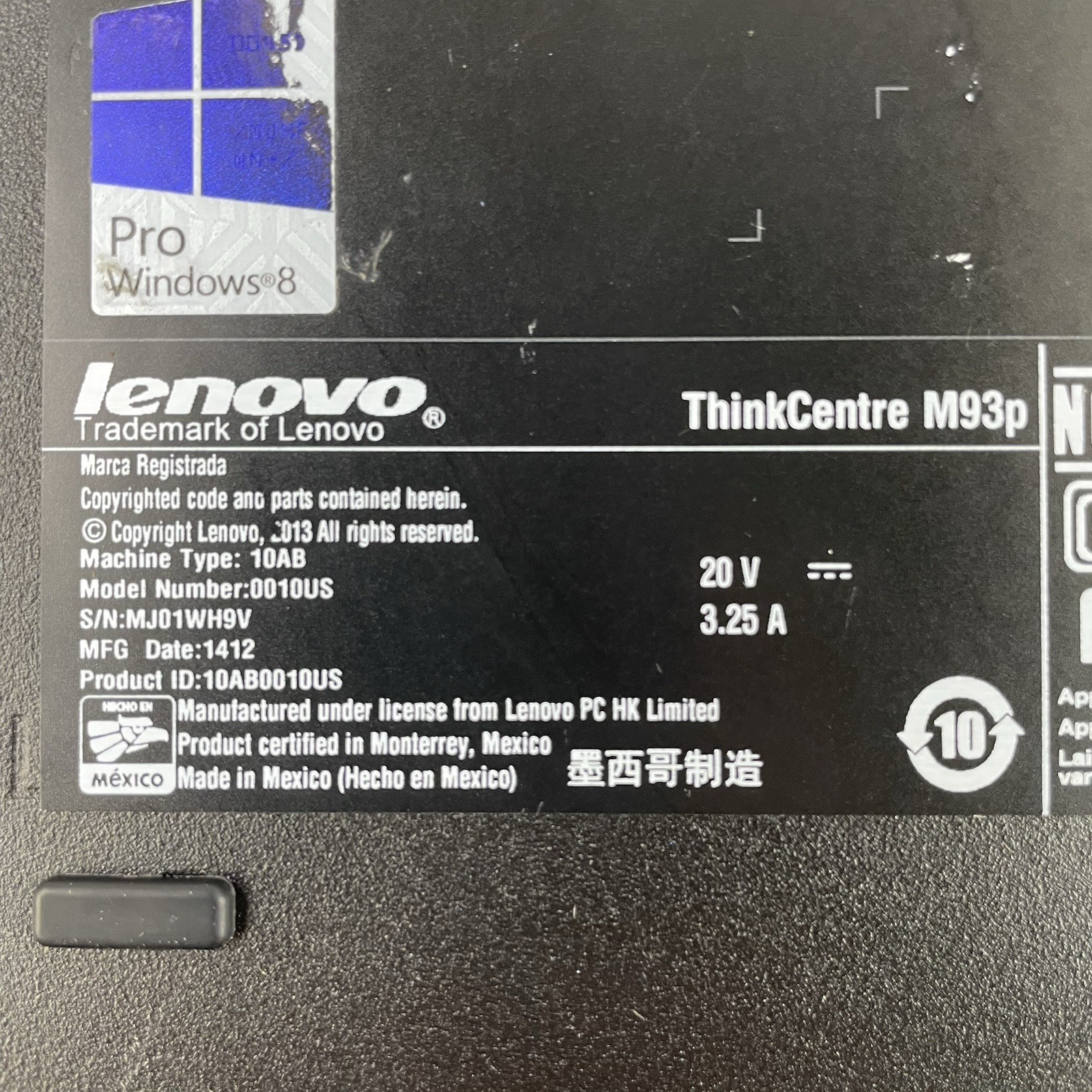 Lenovo ThinkCentre M93P Micro i5-4570T 2.90 GHz 8 GB RAM No SSD/OS/AC11