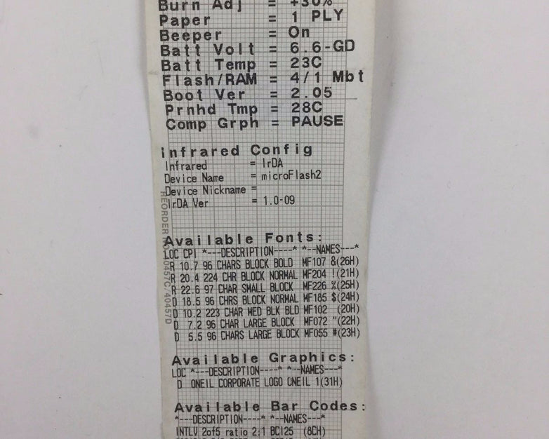 O'Neil MicroFlash 2 Thermal Printer 200052-000