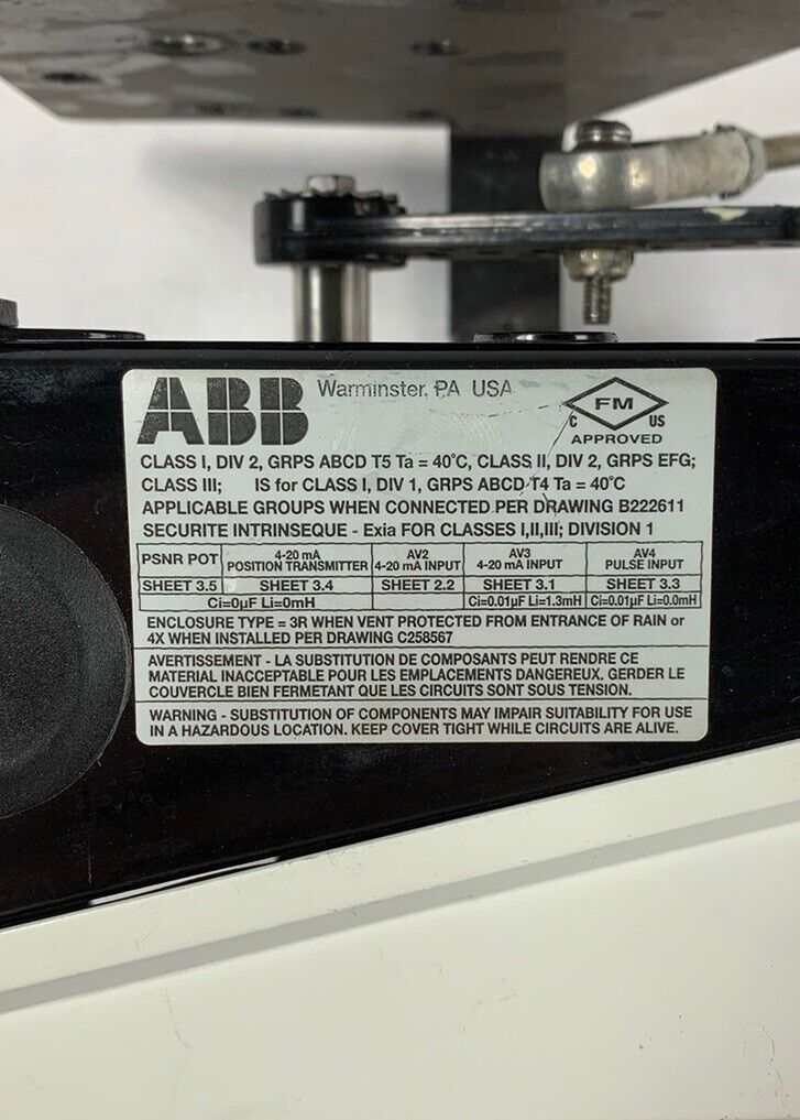 ABB AV1120000 Pneumatic Valve Positioner 150 PSI