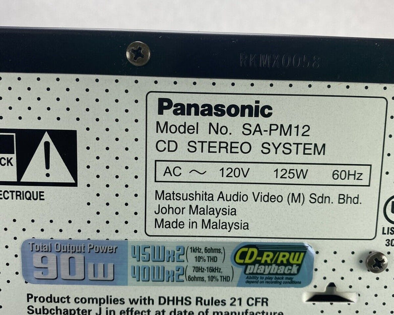Panasonic SA-PM12 Mini Stereo 5 CD Cassette Tape SB-PM11 Speakers NO REMOTE
