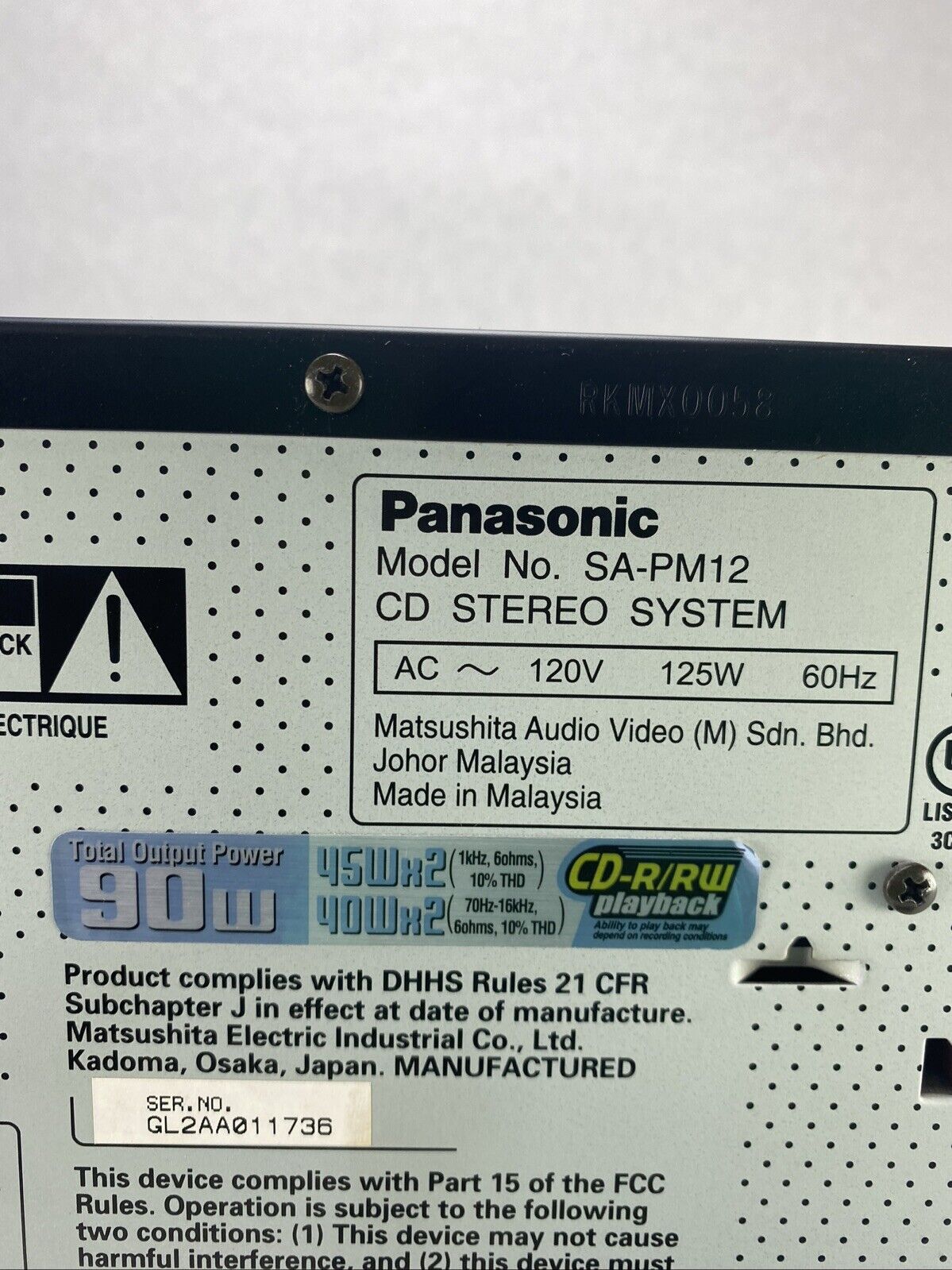 Panasonic SA-PM12 Mini Stereo 5 CD Cassette Tape SB-PM11 Speakers NO REMOTE