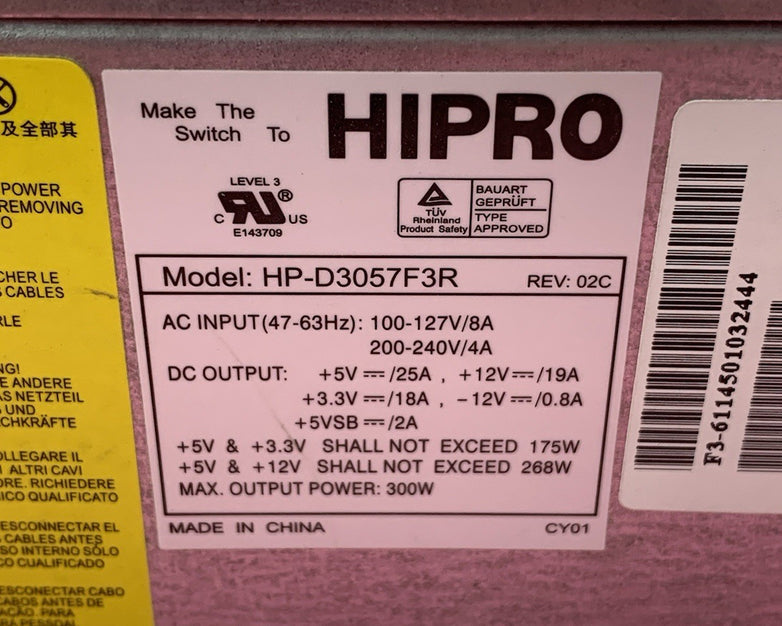 Hipro HP-D3057F3R 300W Power Supply
