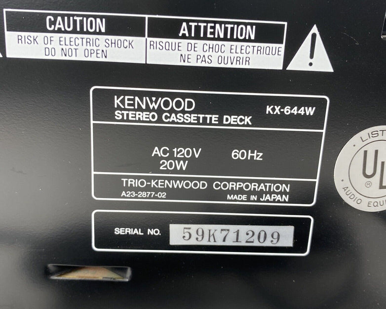 Kenwood KX-644W Dual Tape Recording Playback Stereo Double Cassette Deck PARTS