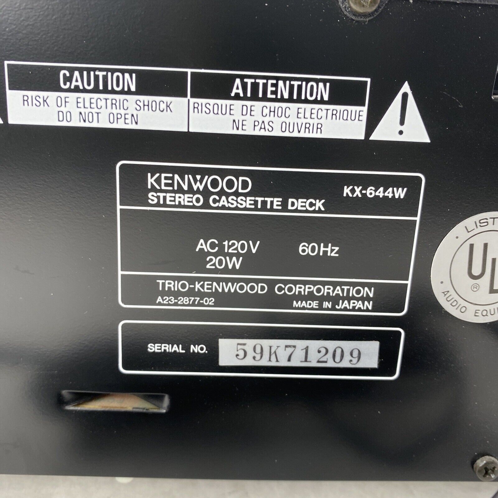 Kenwood KX-644W Dual Tape Recording Playback Stereo Double Cassette Deck PARTS