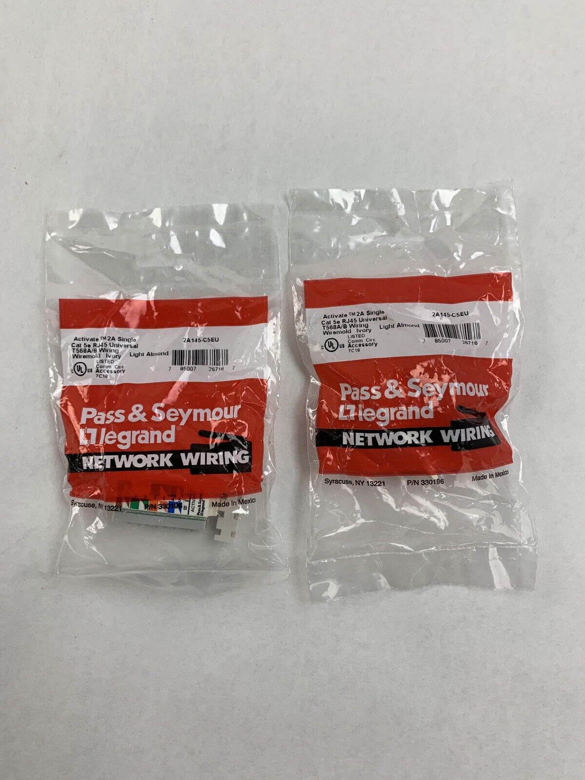 Pass & Seymour 2A145-C5EU Activate 2A Single Cat 5e RJ45 Wiremold Ivory Lot of 2