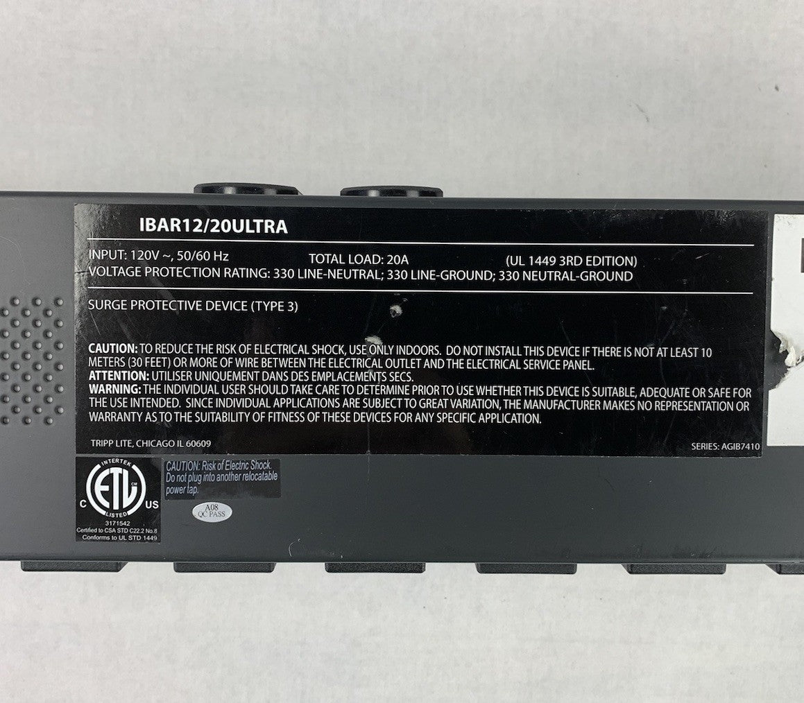 Tripp Lite IBAR12/20ULTRA 12 Outlet Rackmount Surge Protector