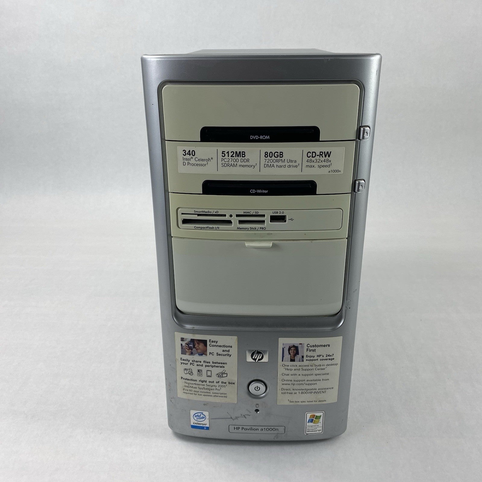 HP Pavilion a1000n MT Intel Celeron 2.93GHz 1GB RAM No HDD No OS