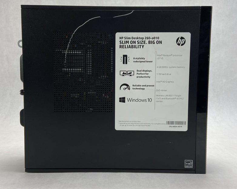 HP Slim 260-A010 USFF Intel Pentium J3710 1.6GHz 4GB RAM No HDD No OS No AC