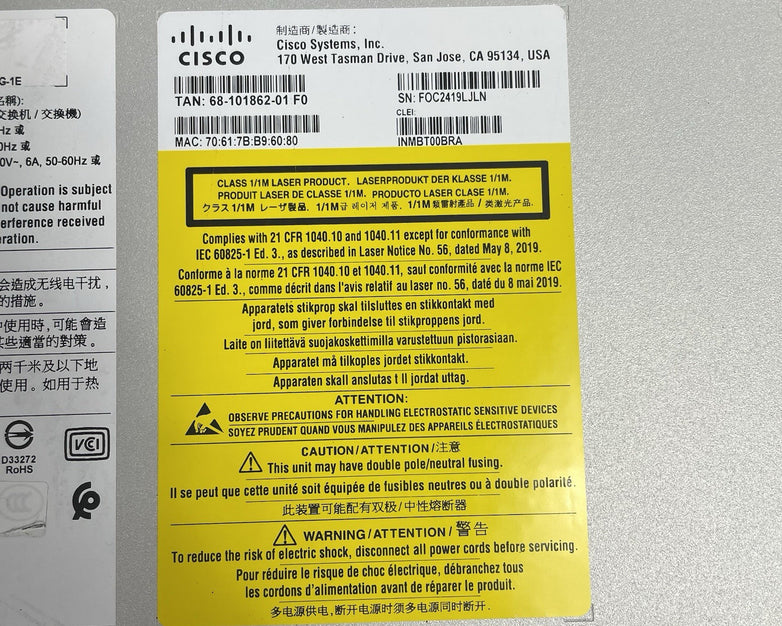 Cisco Catalyst C9300L-24T-4G-E V01  24-Port 9300 Tested & Reset 2x PSU