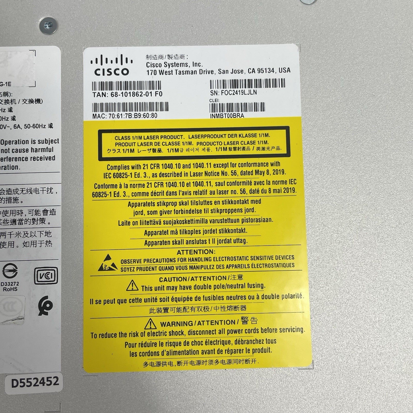 Cisco Catalyst C9300L-24T-4G-E V01  24-Port 9300 Tested & Reset 2x PSU11