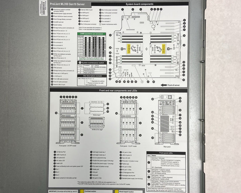 HP Proliant ML350 Gen10 Server Bare Bones Case No PSU