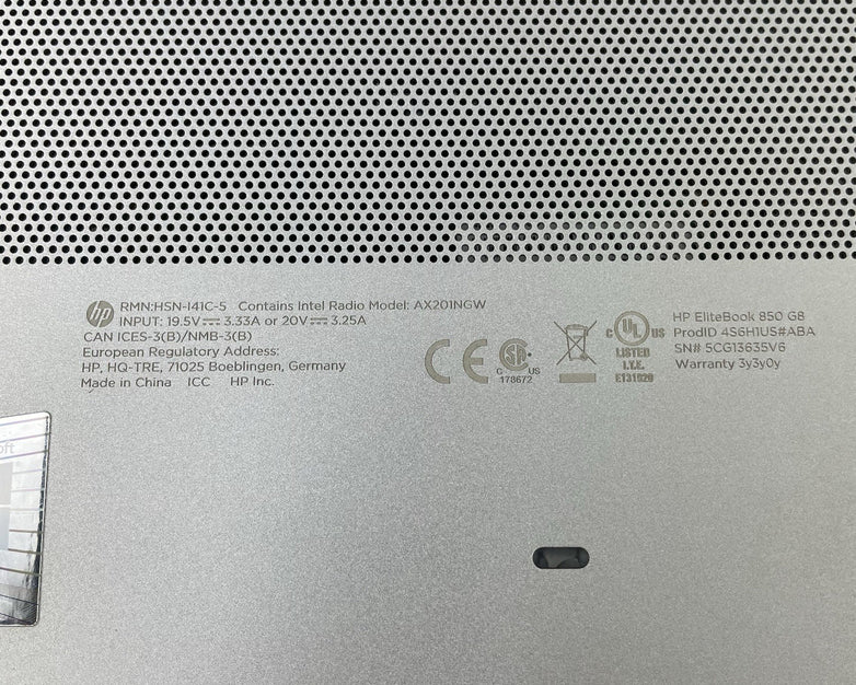 HP EliteBook 850 G8 15.6" i5-1145G7 2.60 GHz 16 GB RAM No SSD/OS/AC- Missing Key