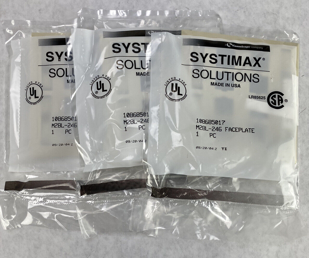 Lot( 3 ) Systimax 108685017 L Type M28L-246 8-Port Flush Mounted Faceplate Ivory