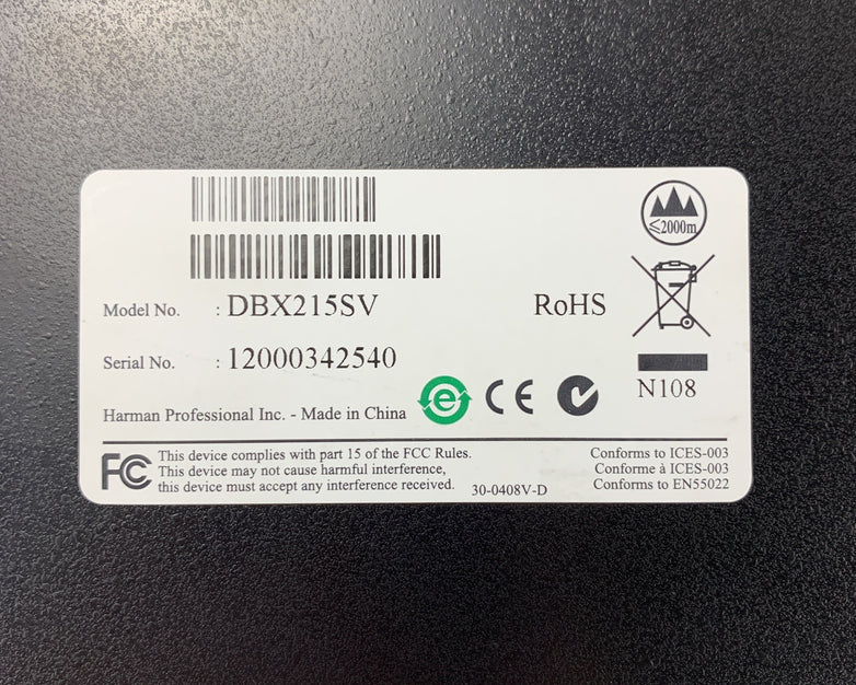 DBX 215s DBX215SV Graphic Equalizer Tested Broken Switch