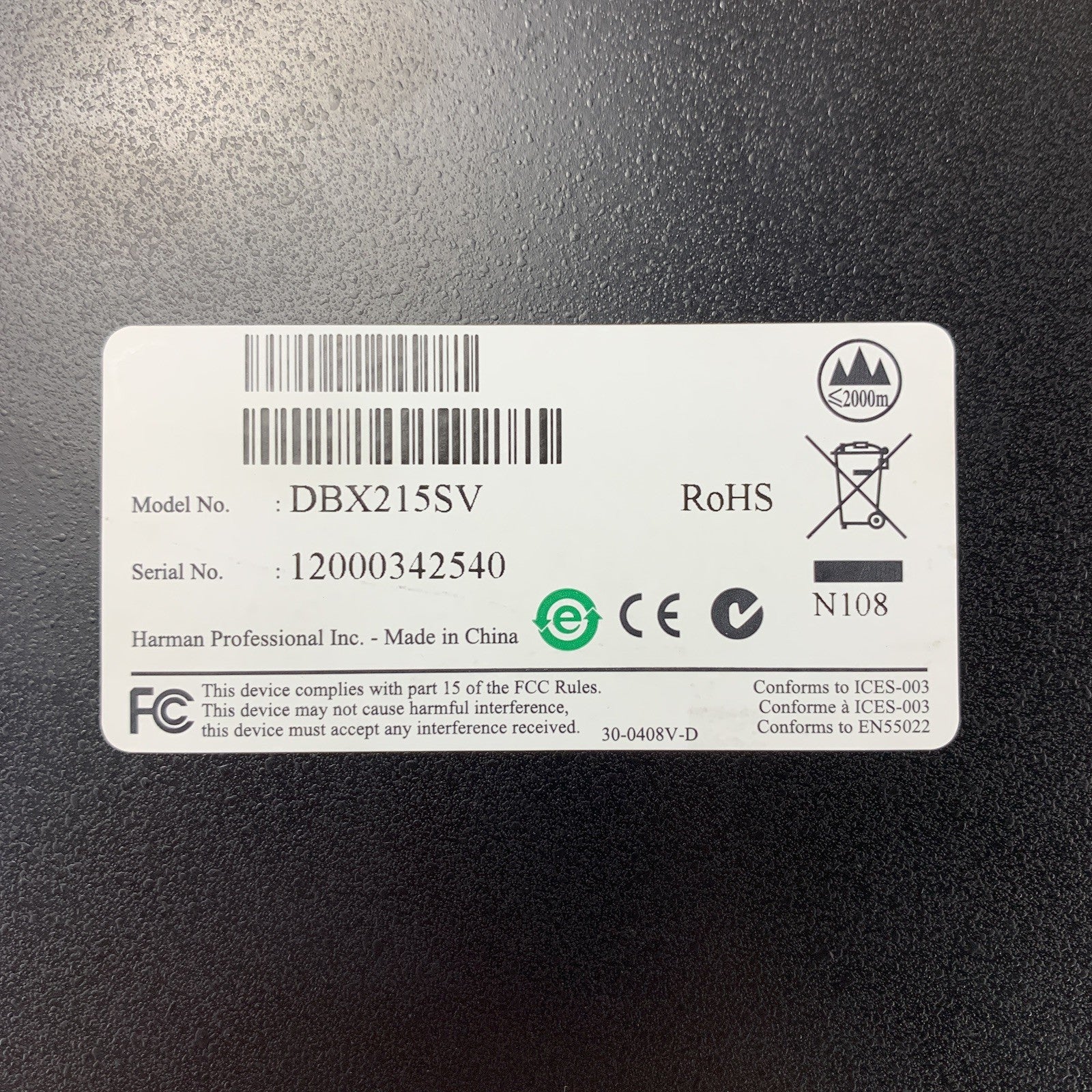 DBX 215s DBX215SV Graphic Equalizer Tested Broken Switch