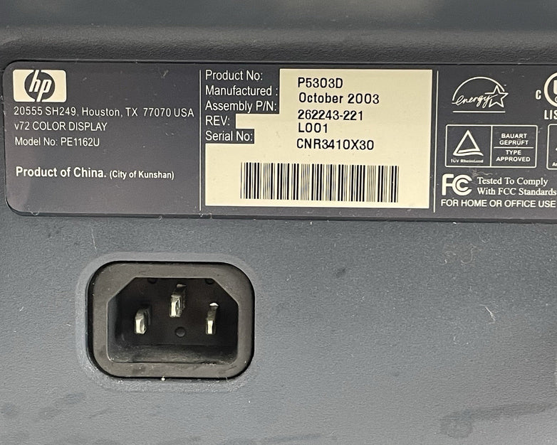 HP V72 P5303D PE1162U 16" CRT Monitor Tested Working