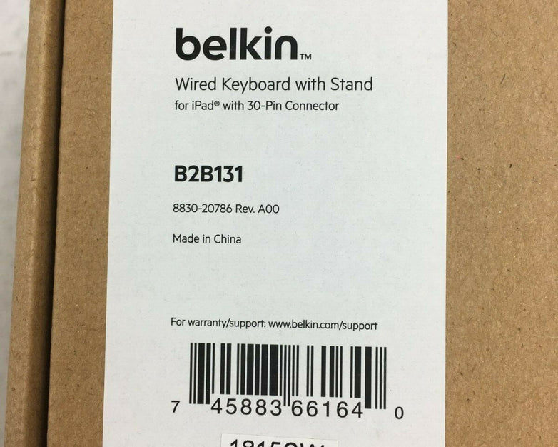 Belkin B2B131 Wired Keyboard With 30-Pin Connector For Apple iPad # 6396