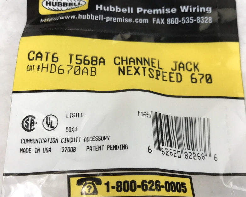 Hubble Premise Wiring HD670AB Channel Jack Coms Circuit T568A (Lot of 2)