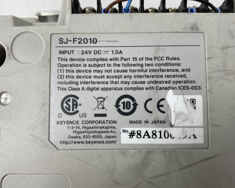 Keyence SJ-F2010 Electrostatic Discharge Blower 24V DC 1A Untested
