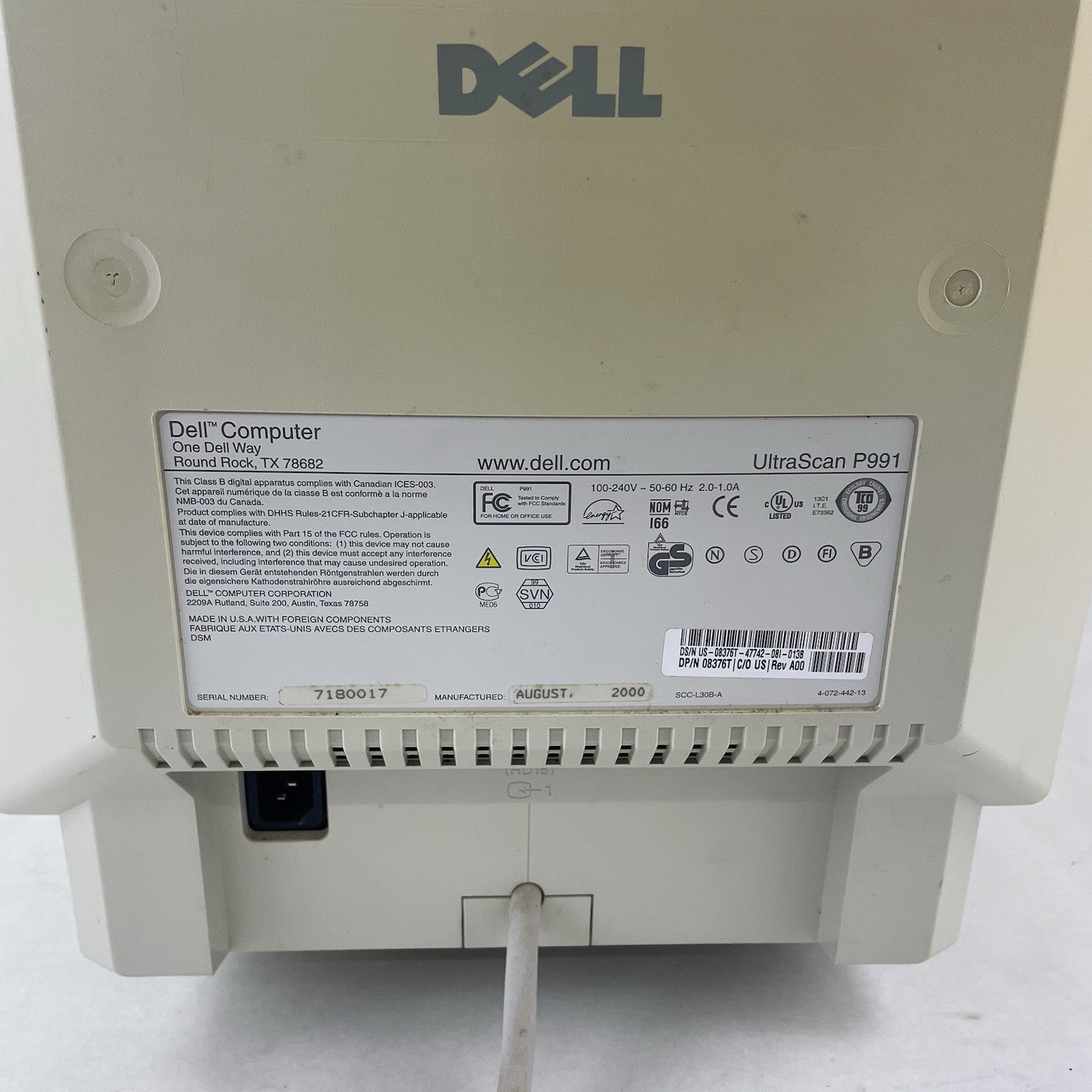 Dell UltraScan 18" P991 Flat Trinitron CRT Monitor8