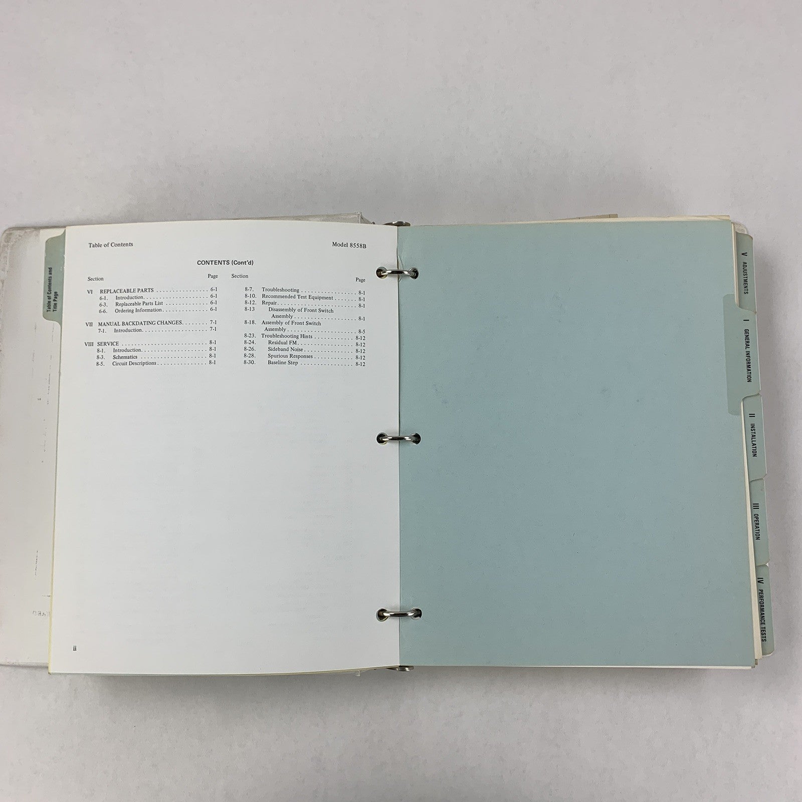 Hewlett Packard 8558B Spectrum Analyzer Operating and Service Manual 08558-90061