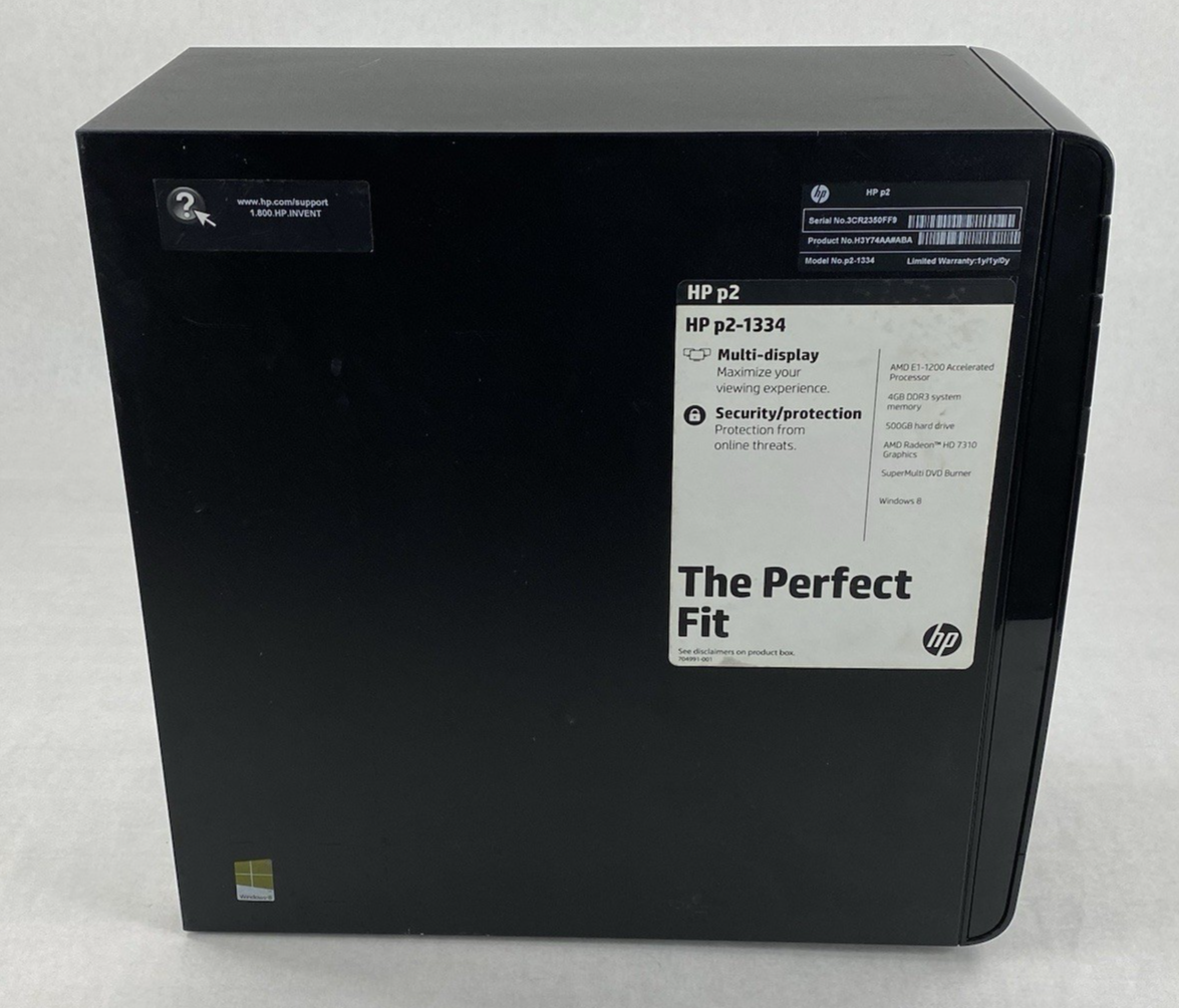 HP P2-1334 MT AMD E1-1200 1.40GHz 4GB RAM No AC Adapter No HDD No OS