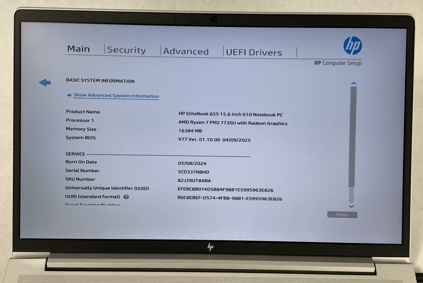 HP 655 G10 AMD Ryzen 7 Pro 7730U 2.00 GHz 16 GB RAM 15.6" No HDD No OS
