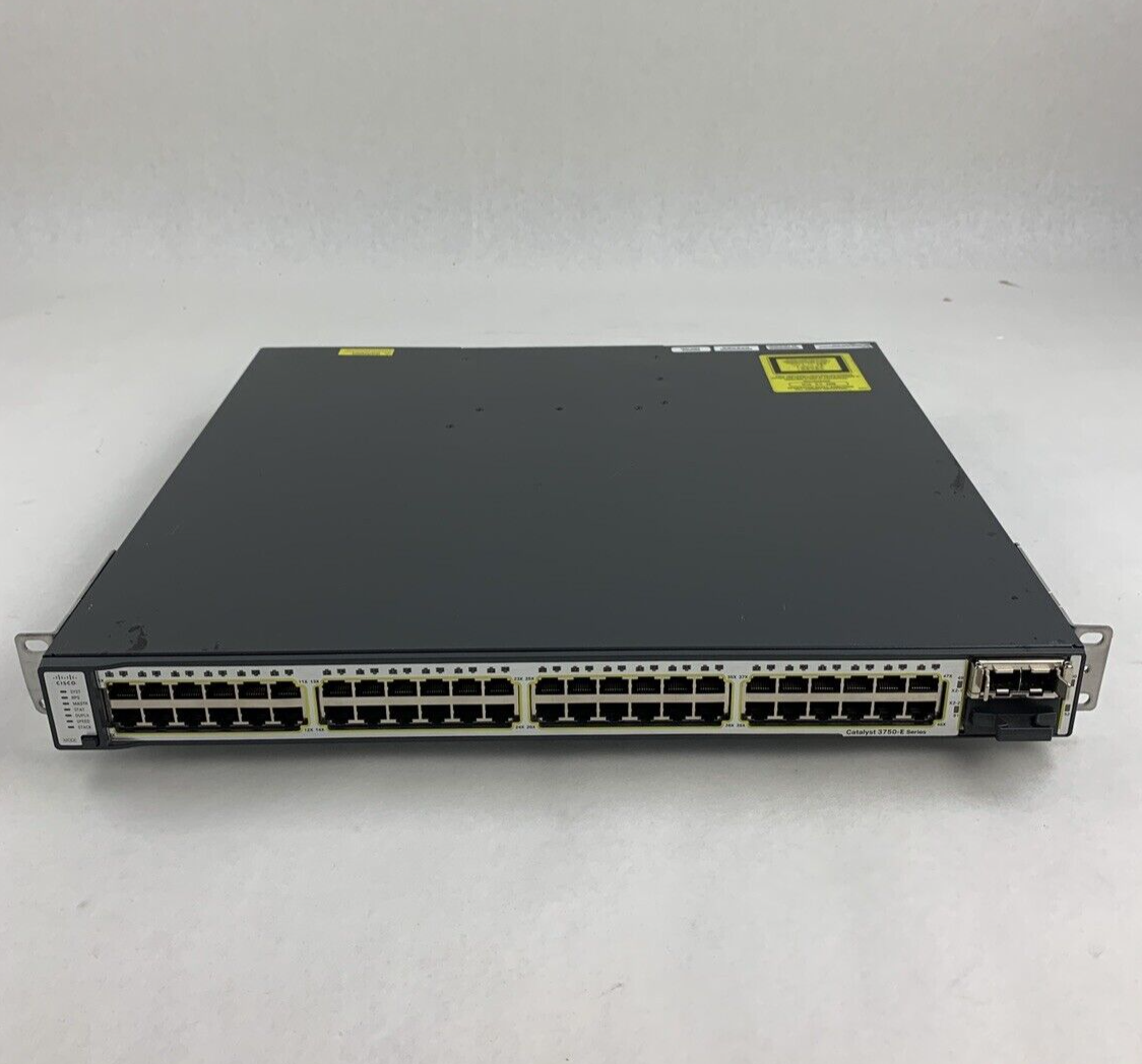 Cisco WS-C3750E-48TD-S V01 48-Port Gigabit Switch Tested Reset