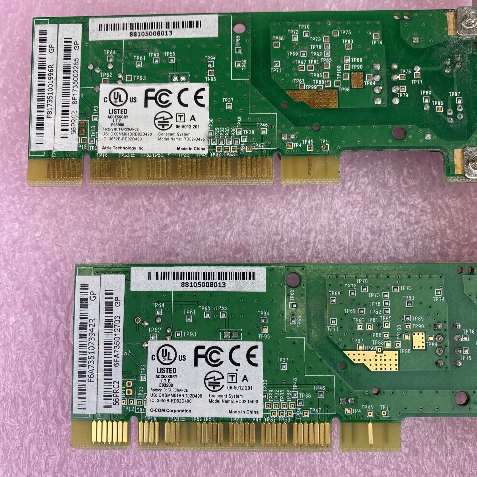 Lot of 2 Conexant RD02-D490 modem PCI cards 56PRC2