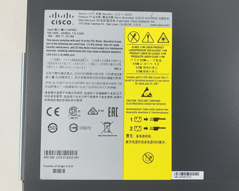 Cisco UCS-FI-6332 32-Port 40GbE Fabric Interconnect Switch Tested Reset