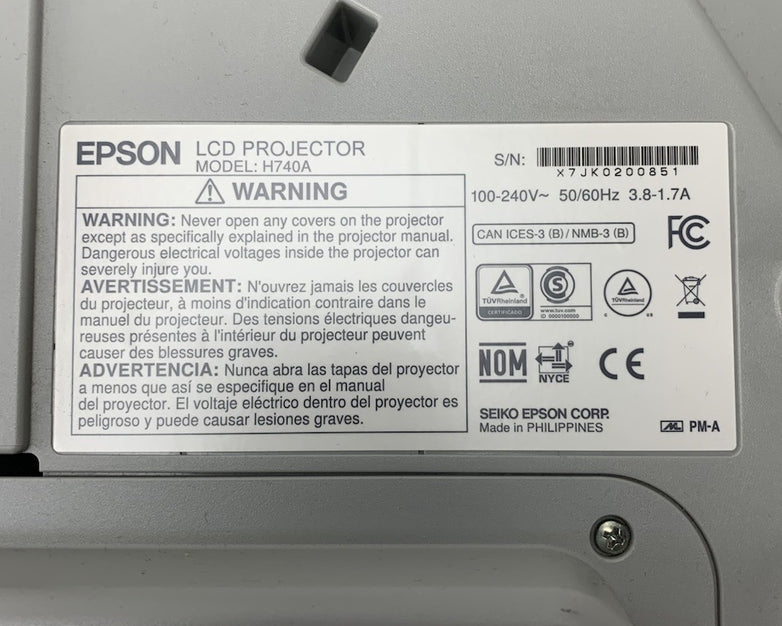 Epson PowerLite 695Wi H740A LCD Lamp Projector 545 Lamp Hours - No Remote