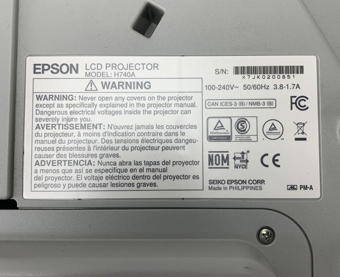 Epson PowerLite 695Wi H740A LCD Lamp Projector 545 Lamp Hours - No Remote7