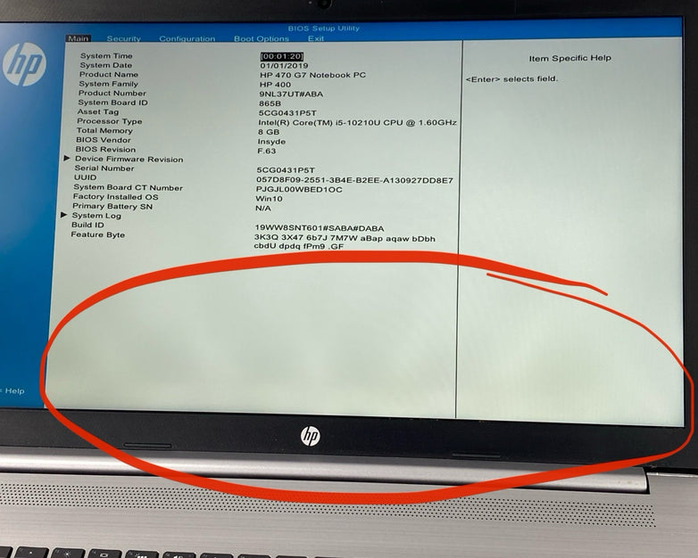 HP NoteBook 470 G7 Core i5-10210U 1.6 GHz 8 GB RAM 17.3" No Battery No SSD No OS