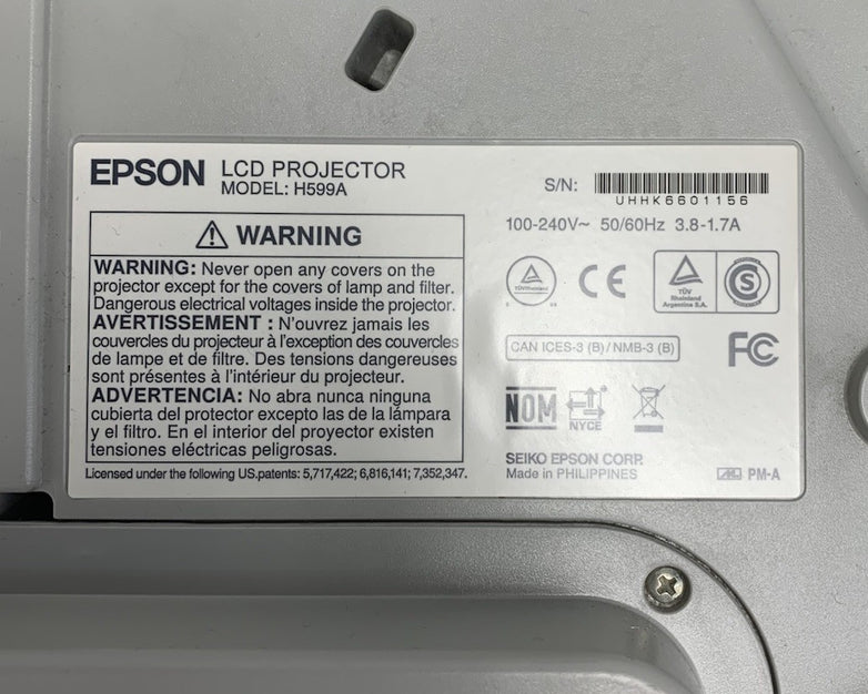 Epson H599A BrightLink 595Wi LCD Lamp Projector 1153 Lamp Hours No Remote