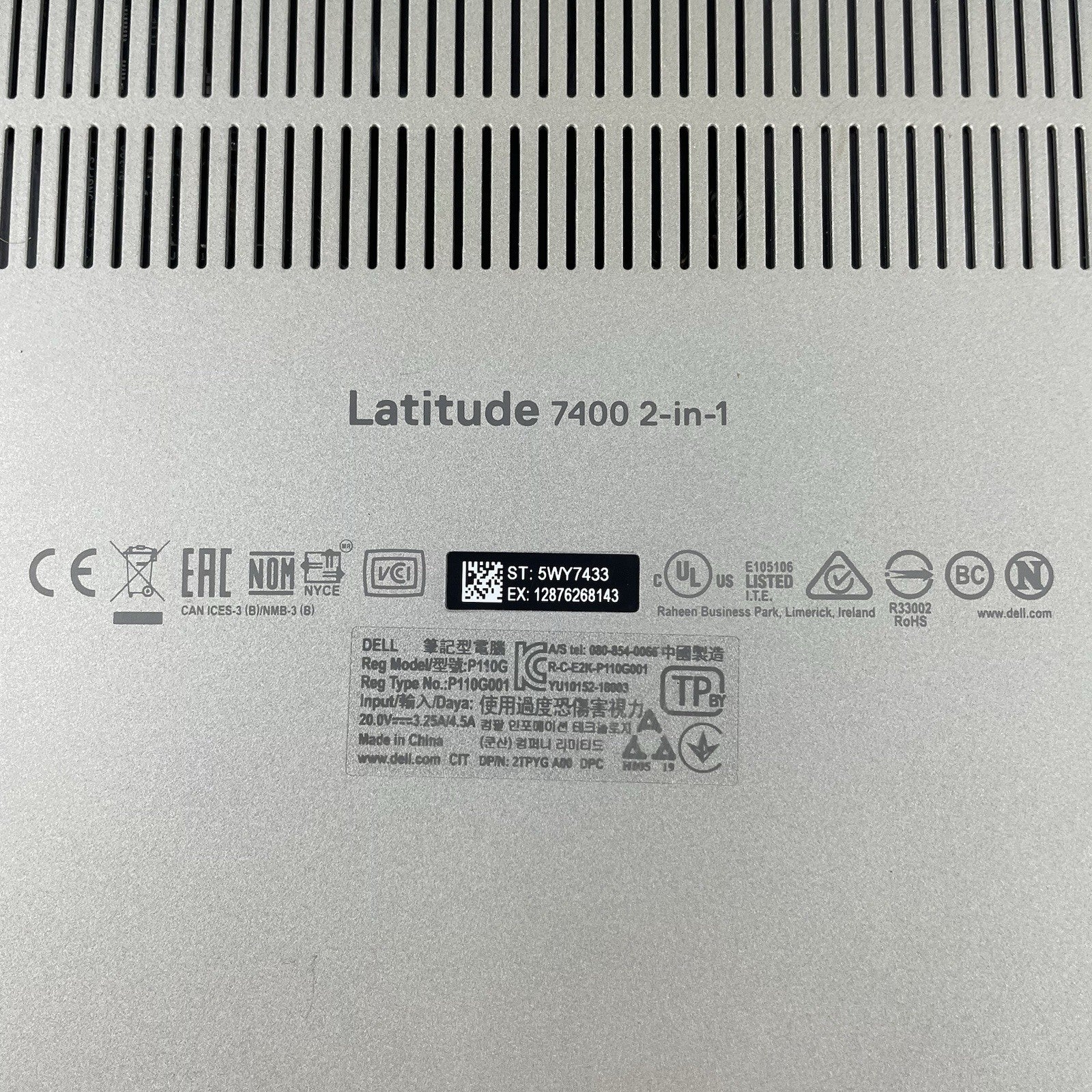 Dell Latitude 7400 2in1 14" i7-8665U 1.90 GHz 16 GB RAM No SSD/OS/AC/Batt17