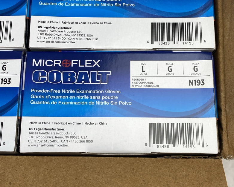 Ansell Cobalt N193 Powder Free Nitrile Examination Gloves Size Large 1000 Count