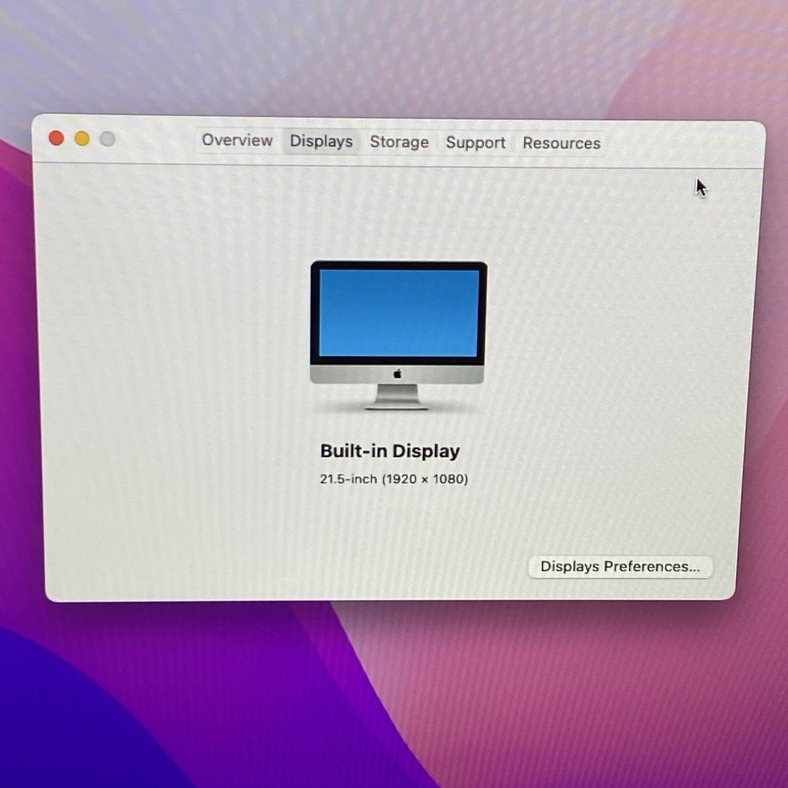 Apple A1418 iMac 21.5" 2015 1.6 GHz Core i5 8 GB RAM 1TB HDD macOS 12.7.6