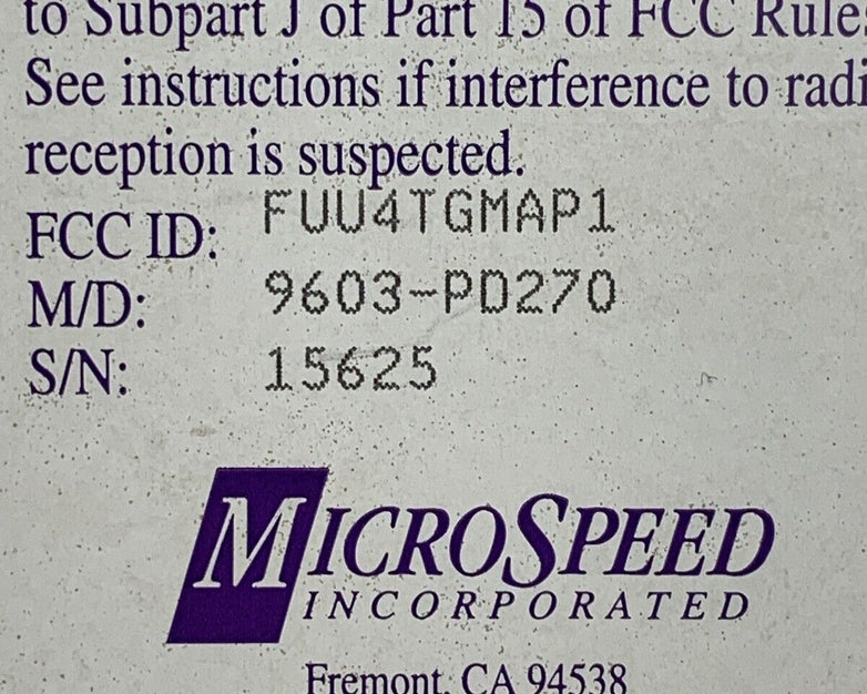 Microspeed PD-270 PC-Trac Deluxe The Superior Mouse Vintage  Untested