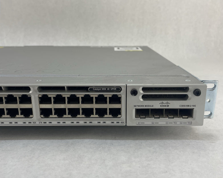 Cisco WS-C3850-48P-S 48-Port V06 PoE+ 2x PSU NM-4-10g Gigabit Switch - Tested