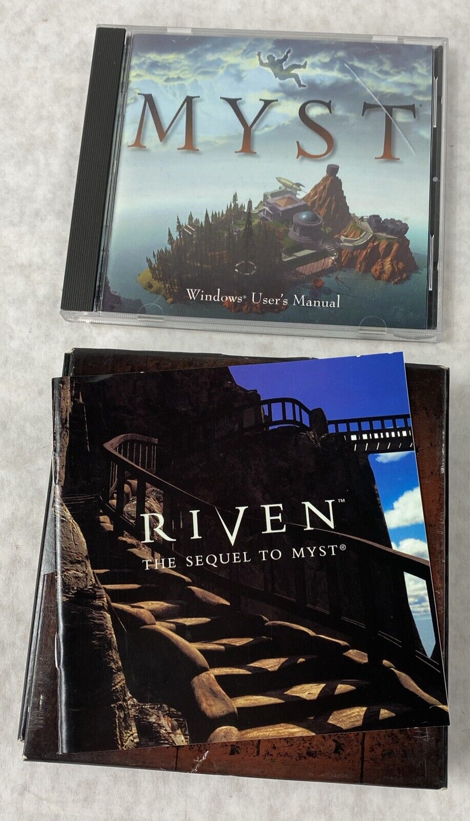 Riven 1997 + Myst 1993 Bundle MPC Classic Windows PC Game with Manuals