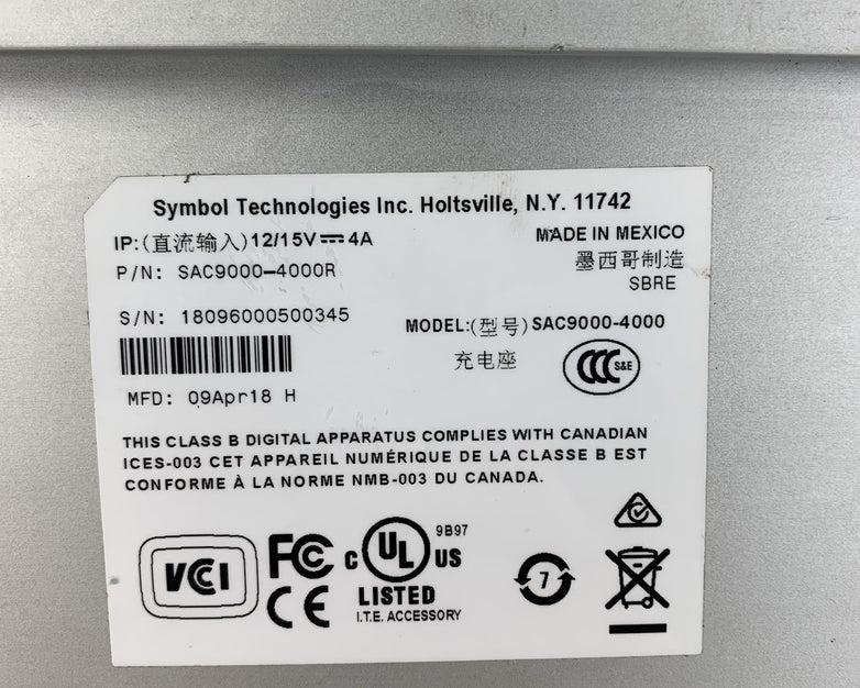 Symbol Technologies SAC9000-4000R 4 Slot Battery Charger - No Batteries