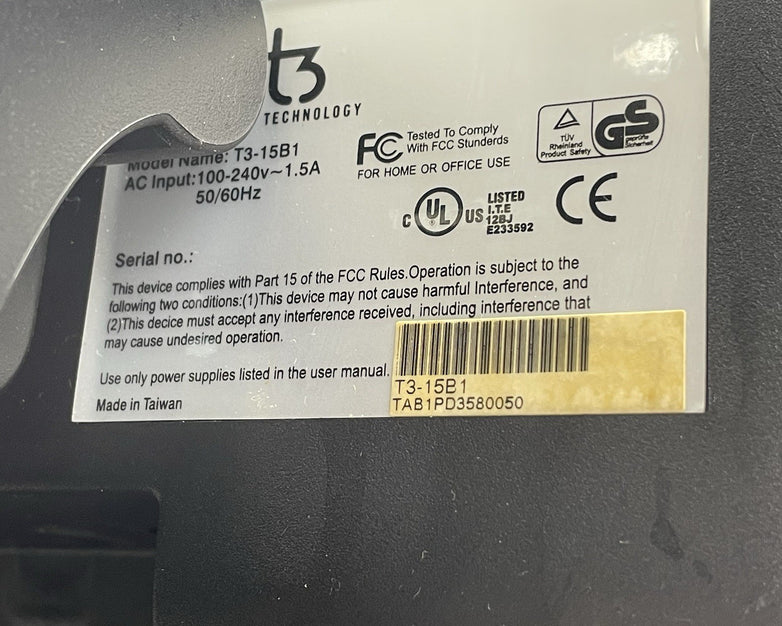 Trilogy T3-15B1 Touch Technology  Display Monitor For Parts