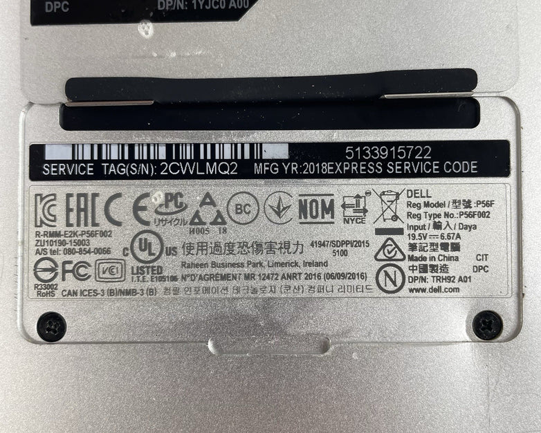 Dell XPS 15 9570 15.6" i5-8300H 2.30 GHz 8 GB RAM No SSD/OS/AC - Bent Bottom