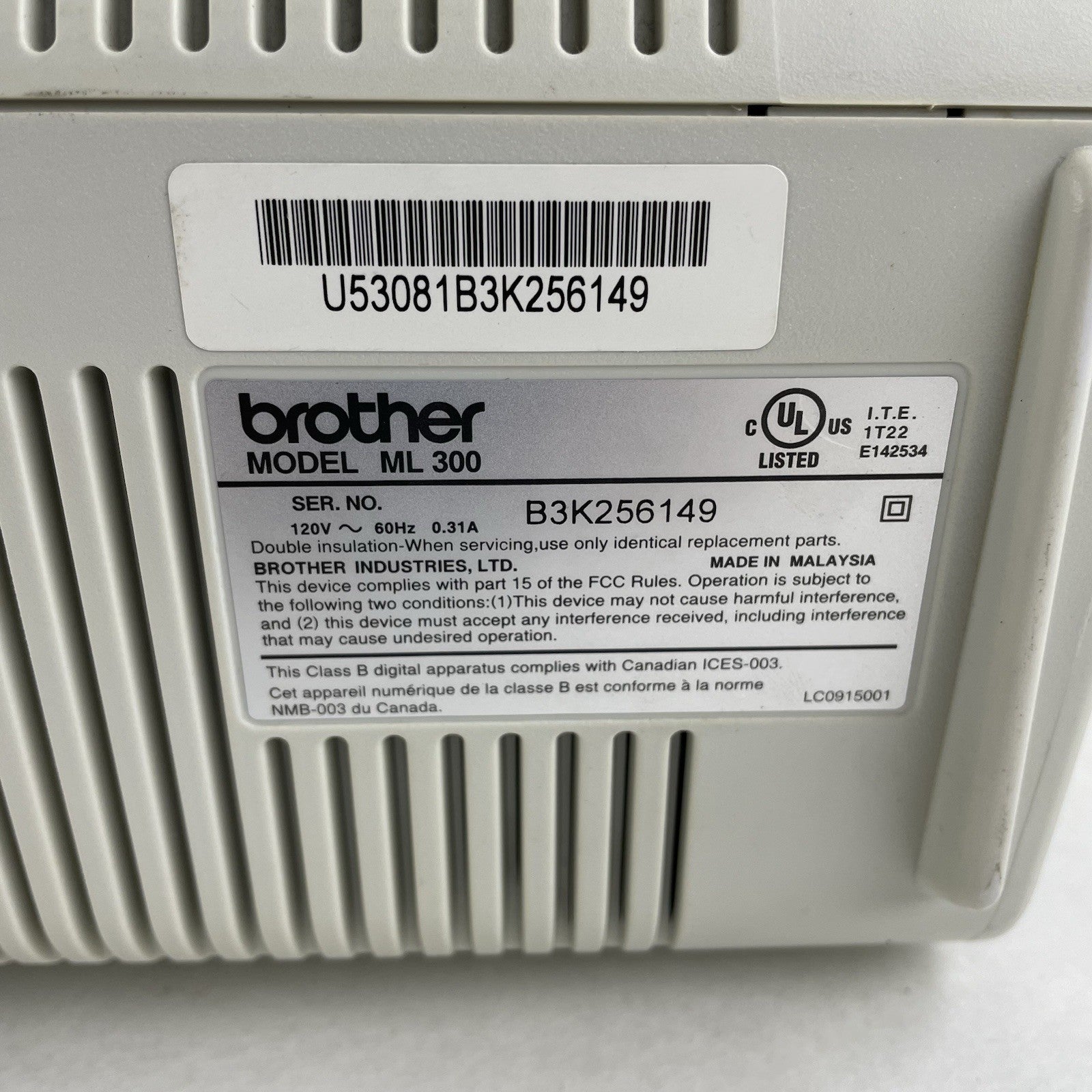 Brother ML-300 Electronic Display Typewriter No Ribbon Power Tested