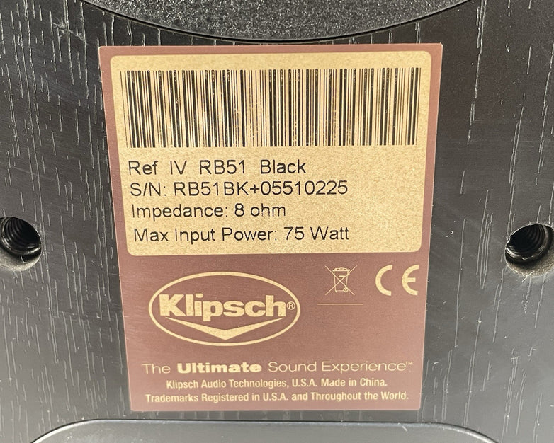 Klipsch RB51 REF IV Home Stereo Bookshelf Speaker Missing Grill
