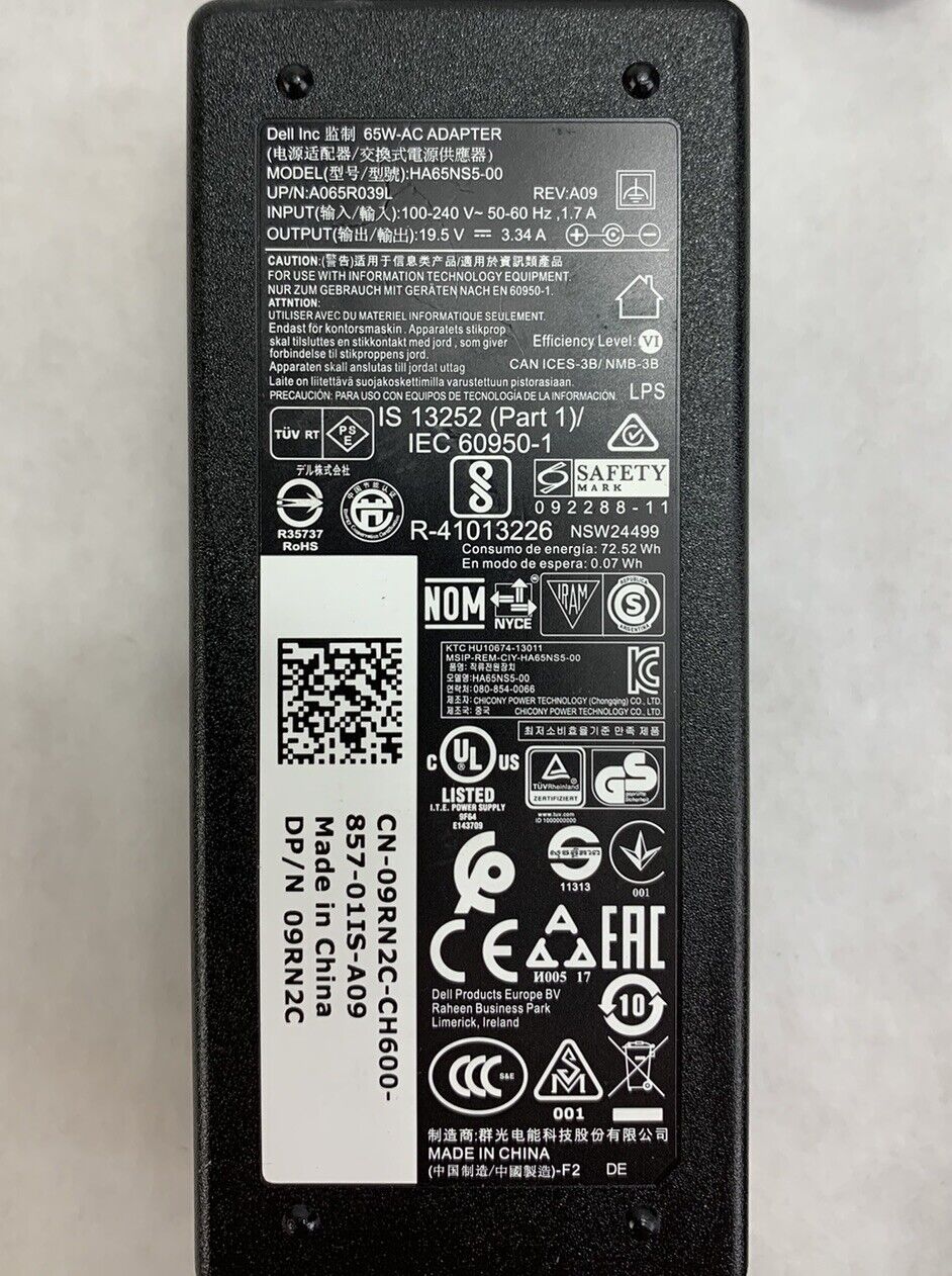 Dell HA65NS5-00 PA-12 65W AC Adapter (Lot of 5)
