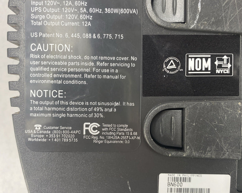 APC BN600 Back-UPS NS 600 8 Outlet 4 Surge 600VA 120V Battery Backup