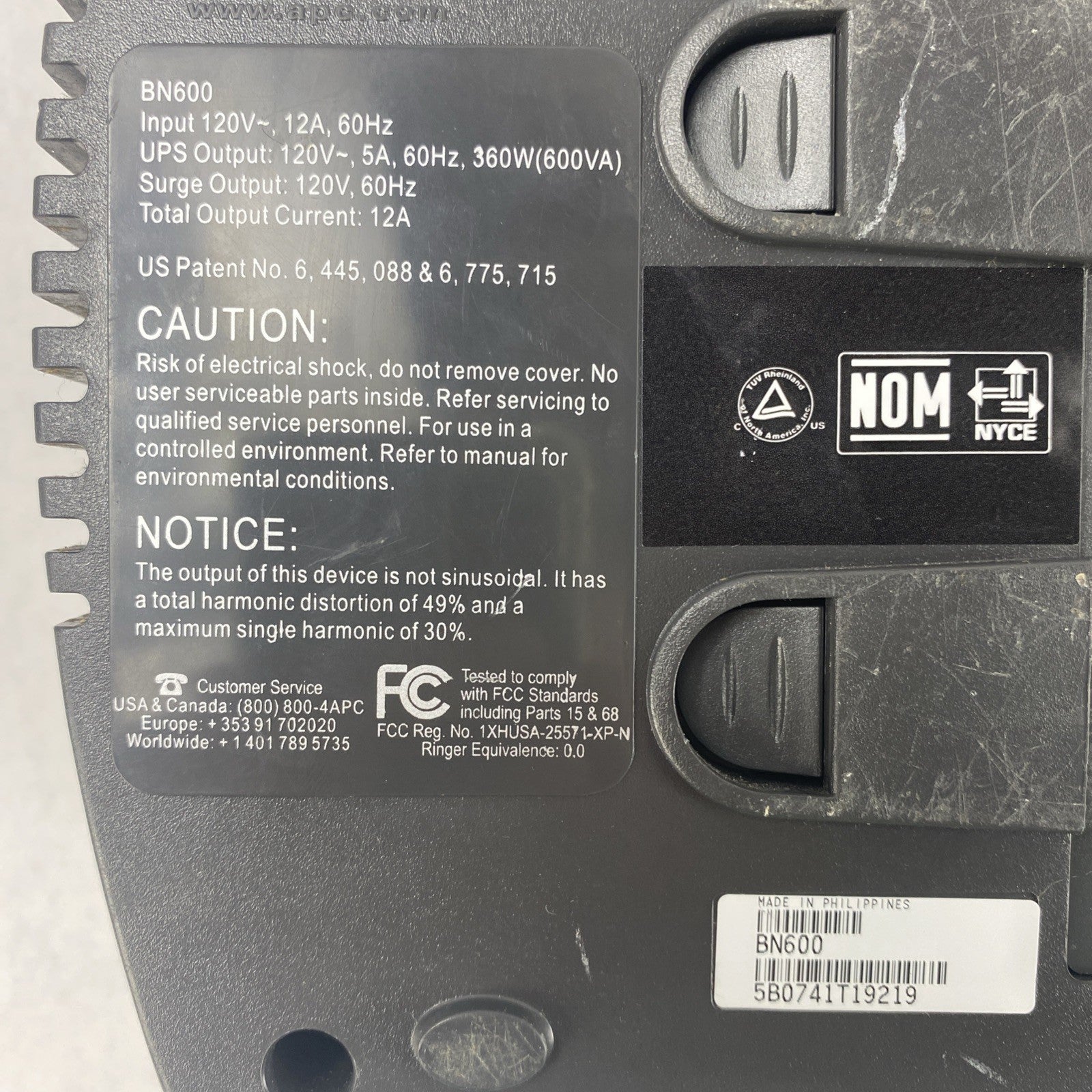 APC BN600 Back-UPS NS 600 8 Outlet 4 Surge 600VA 120V Battery Backup8